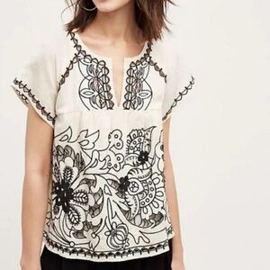 Anthropologie Vanessa Virginia Marnie linen blend top Size 8